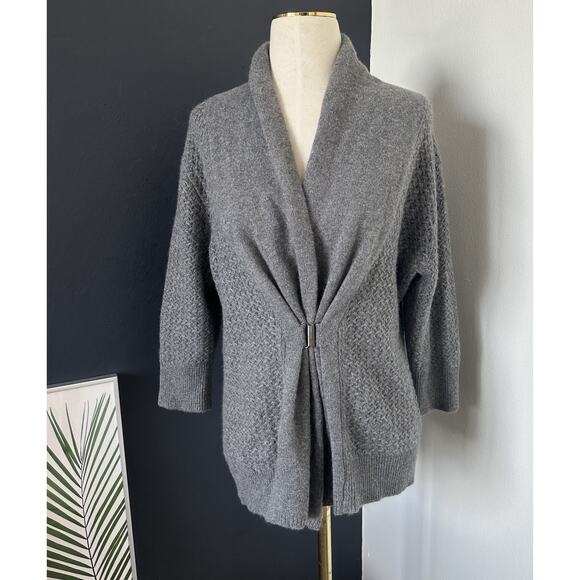 Neiman Marcus Cashmere Collection Cardigan Buckle Front Sweater - Picture 2 of 14